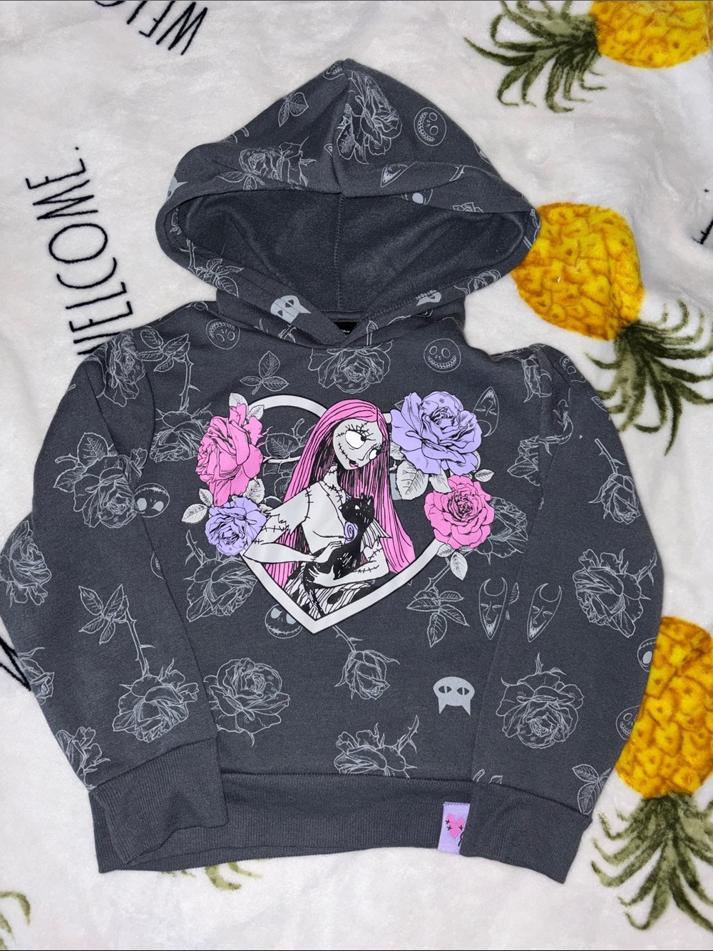 Nightmare before Christmas Disney  Heart Graphic Hoodie - Black with Pink